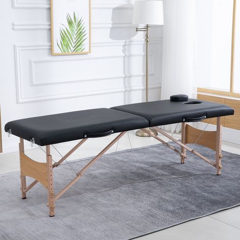 Camilla de masaje plegable de 3 zonas con reposacabezas, reposabrazos, bolsa de transporte, patas de madera, altura regulable, camilla cosmética portátil para tatuajes, spas y salones de belleza, colo (1/5)