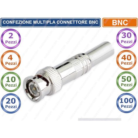CONFEZIONE MULTIPLA CONNETTORE BNC CON INNESTO A VITE 2 - 4 -10 - 20 - 30 - 40 - 50 PEZZI - Confezione: 10 Pezzi