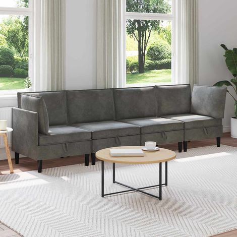 vidaXL Wohnzimmergarnitur mit Kissen 4 pcs Dunkelgrau Samt (1/5)