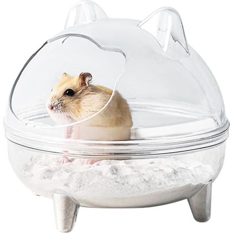 Hamster Bathtub and Bathroom, Small Animal Habitat Décor, Sand Bath Container and Gerbril Box, Mice Sand Bath Box for Small Pet Cage Accessories Ice Bathtub Sleep Pad Nest (1/4)