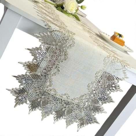 Chemin de table en dentelle brodée, disponible en plusieurs tailles, en polyester résistant à la décoloration. Écharpe de commode pour toutes les occasions. 40 90 (1/5)