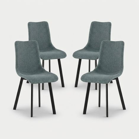 Lot de 4 chaises rembourrées design moderne en tissu Easy Clean Grace - Turquoise (1/5)
