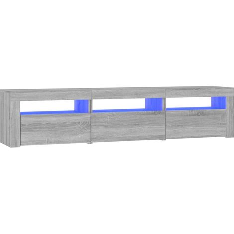 Mueble TV multimedia estantería para televisión buffet para televisión comedor salón dormitorio con luces LED sonoma 180 x 35 x 40 cm gris 020026808