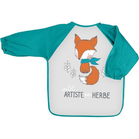 Tablier de protection avec manches pour enfant "Artiste en herbe" - Bleu/Orange - H 55 x l 41 cm - Livraison gratuite