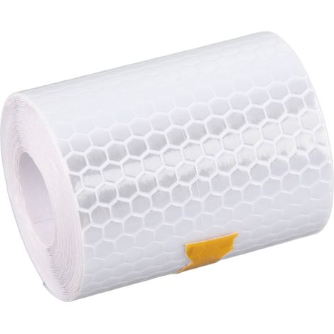 Bande adhésive réfléchissante blanche de 3 mètres x 5 cm pour carrosserie de voiture, avec avertissement de sécurité. (1/5)