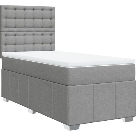 Maison Exclusive - Sommier à lattes de lit avec matelas Gris clair 100x200cm Tissu (1/5)