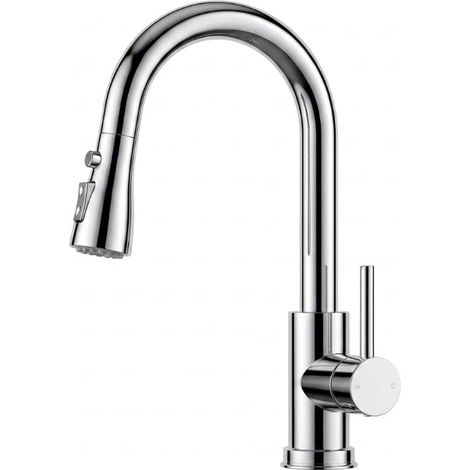 Robinet Cuisine Douchette, Mitigeur Évier Cuisine, Chrome Poli