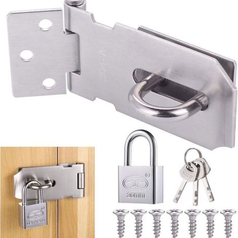 Chiusura a scatto con lucchetto e vite, chiusura a scatto in acciaio inox con chiave, chiusura a scatto per lucchetto resistente (bianca) (1/5)
