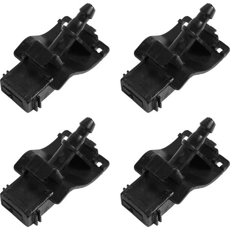 4pcs Front Washer Nozzles Kit Black Plastic Spray Nozzle Replacement Parts for Windscreen Wiper Compatible with Most Cars (1/5)