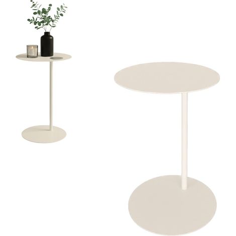 Tavolino laterale per laptop, color crema, in metallo, El Valle M Fi 40x65 (1/5)