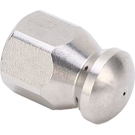 Buse de nettoyage haute pression 5000 PSI pour le débouchage de canalisations, buse de nettoyage à jet d'eau en acier inoxydable, tête ronde, 1 orifice avant et 6 orifices arrière, filetage G1/4 po