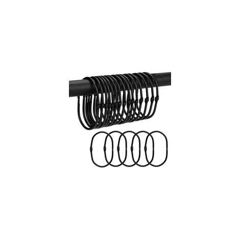 20 Pièces Anneaux Rideaux Douche en Métal, Grands Anneau Rideau Douche de 67 Mm pour Ouverture, Anneaux Rideaux Ovales, pour Rideaux et Tringles à Rideaux (Noir)