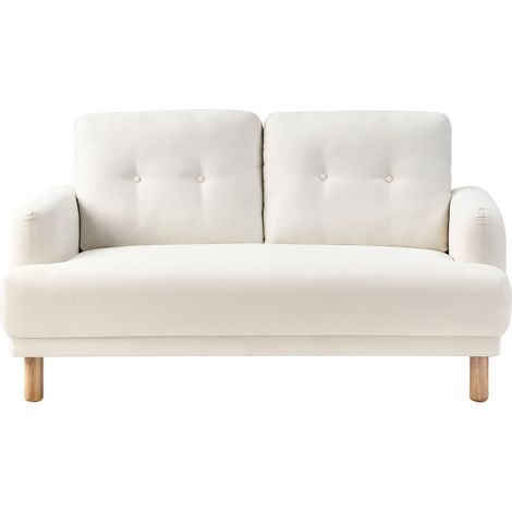 Sofa 2-Sitzer TUVE Stoff Cremeweiß