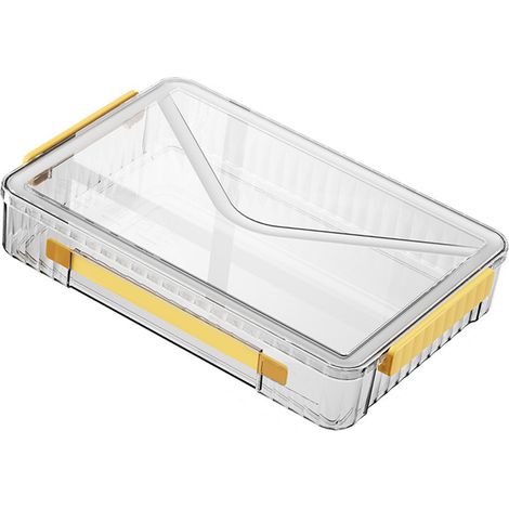 Boîte de rangement pour certificats, grande capacité, transparente, portable, avec poignée, pour papiers et documents, classeur de scrapbooking, jaune (1/5)
