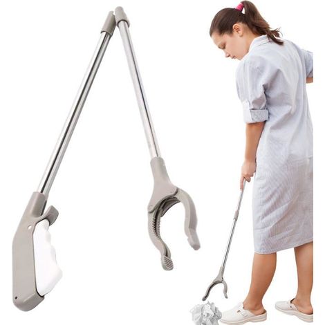 BelleRise - Pince à déchets pliable – Pince en acier inoxydable avec poignée antidérapante et tête rotative (1/5)
