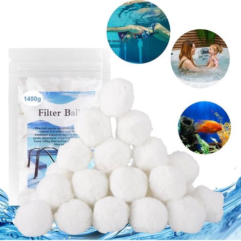 Boules filtrantes 1 400 g, réutilisables, remplacent 49 kg de sable. Accessoires lavables pour filtres à sable de piscine et pompe. (1/5)