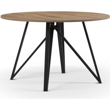 Mesa para comedor redonda fija Md-Victor acabado roble-ud, 130cm(ancho) 75cm(altura) 130cm(fondo). (1/4)