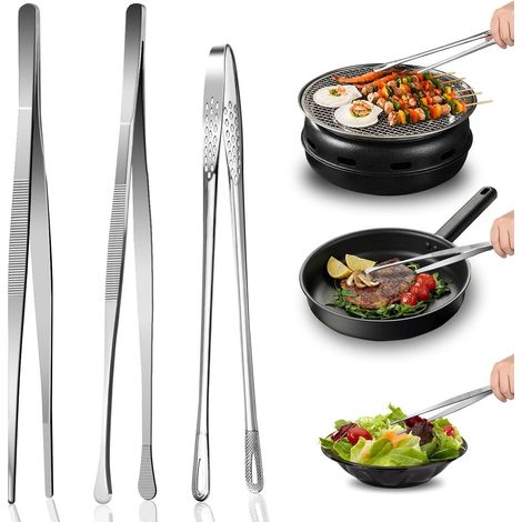 Pinze da cucina (set da 3) - Pinze per carne - Pinze per barbecue - Pinze da cucina - Pinze artigianali - Pinze da portata - Acciaio inossidabile - Pasticceria e gastronomia - 30 cm (1/5)
