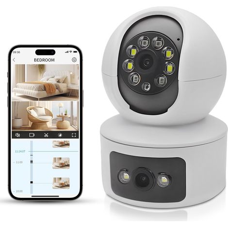 Filiyano-Caméra de sécurité intérieure YnGia pour animaux domestiques (chats et chiens), double caméra 1080p avec vision nocturne et détection de (1/5)