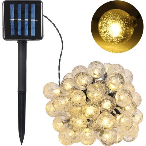 Guirlande solaire 17m/55.8ft 100 LED boules 5W IP65 lampe extérieure jardin cour terrasse Noël fêtes 2 modes fixe clignotant batterie rechargeable 800mAh (1/4)