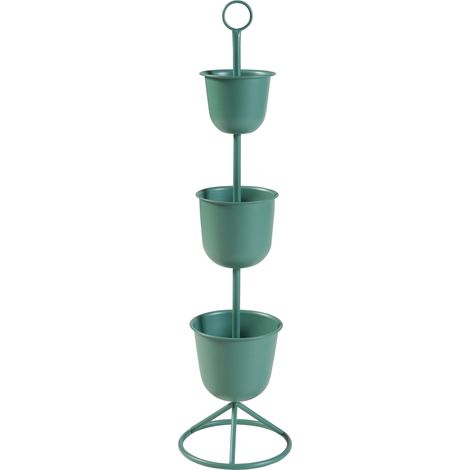 Supporto per piante da esterno 110 x 28 cm con 3 vasi verdi 030010319