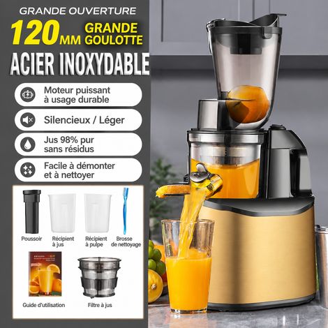Extracteur LT-04 acier inoxydable très grand goulot doré 850W prise britannique UK filtre à glace Icecream 30,5 × 21,5 × 52 cm 3,4 kg – Livraison gratuite