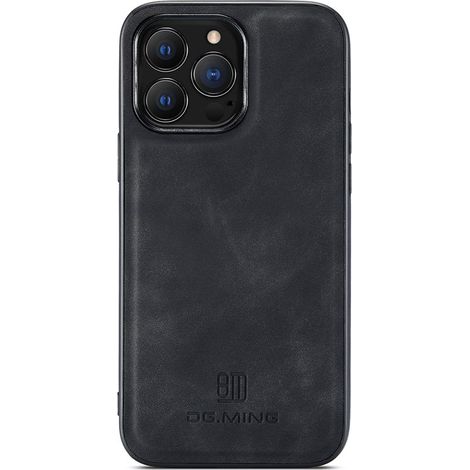 DG.MING Handyhülle kompatibel mit iPhone 15 Pro Max, aus schwarzem PC+TPU+PU-Leder. (1/4)