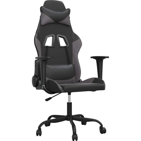 Maison Exclusive - Sedia da Gaming Massaggiante Nero e Grigio in Similpelle (1/5)