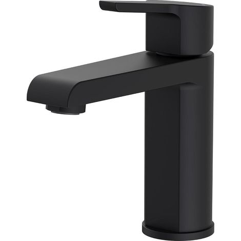 Robinet de salle de bain mitigeur bec bas noir H16cm