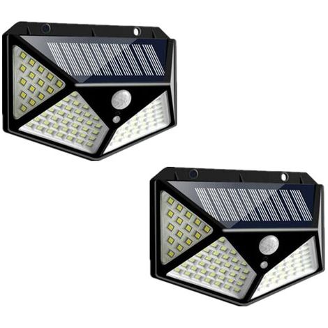 Lampe solaire 100LED  , détecteur  de  mouvement ,  IP65 étanche  -  2  Pack