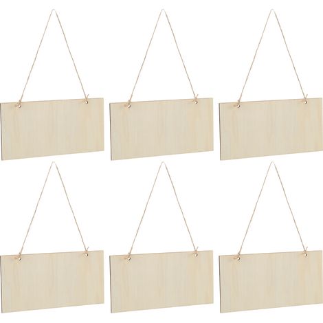 6 pièces Plaque en Bois Rectangulaire Vierge DIY Décorative pour Café avec Pré-trous (1/5)