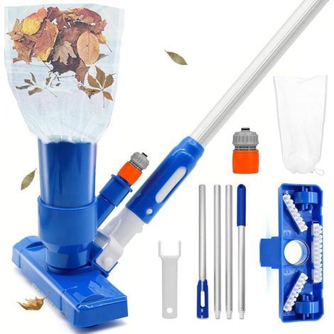 Nettoyeur de Piscine Portable avec 1.6m Barre Télescopique,Kit d'entretien de Piscine Portable,Aspirateur Piscine,Portable Aspirateur Accessoires de Nettoyage pour Spa,éTang,Piscine,Fontaine (1/4)