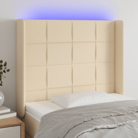 vidaXL Testiera a LED Crema 83x16x118/128 cm in Tessuto (1/5)
