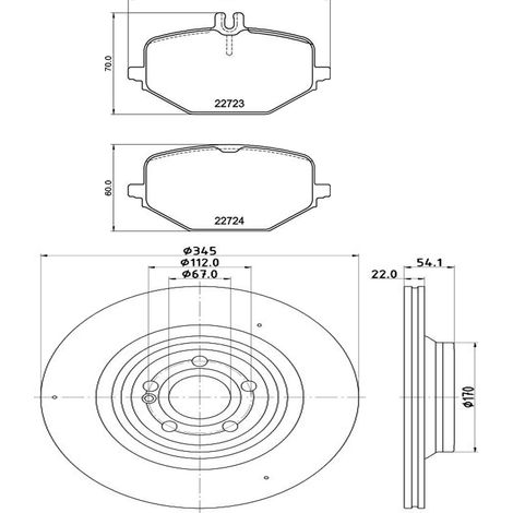 KIT FRENI POSTERIORI compatibile con MERCEDES-BENZ GLE COUPE' (C167) - DISCHI + PASTIGLIE OEM: P 50 168 , P 50 162 / 20227 V /SOSTITUZIONE DIRETTA/BASSA POLVERE/SILENZIOSO