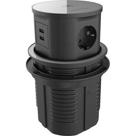 TORRE TELESCÓPICA NET 3TT+USB+CARGA GRIS  (3TT+1USB-A+1USB-C+CARGA INALAMBRICA) (1/4)