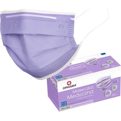 Lila OP-Maske mit Gummiband, Typ IIR Opharm, 50 Stück (1/5)
