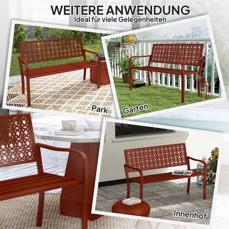 Banc de jardin 2 places, banc d'extérieur résistant aux intempéries, mobilier de jardin avec dossier et accoudoirs, banc de parc supportant 240 kg, banc de terrasse pour balcon, terrasse, jardin, 127 (1/5)