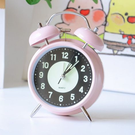 Réveil rétro double cloche silencieux, horloge de chevet sans tic-tac (1/2)