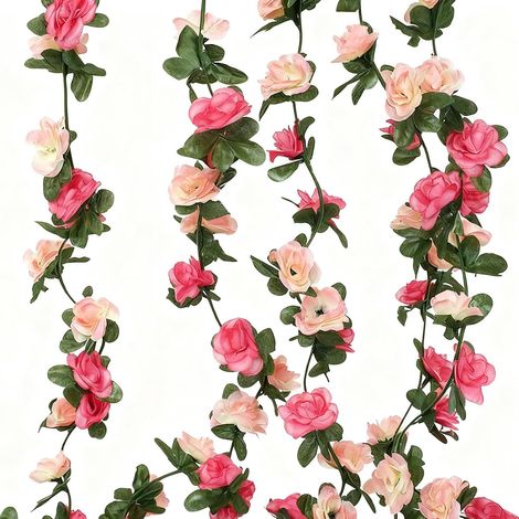 2 guirnaldas artificiales rosas, 2,5 m, bicolor, para interior/exterior (1/5)
