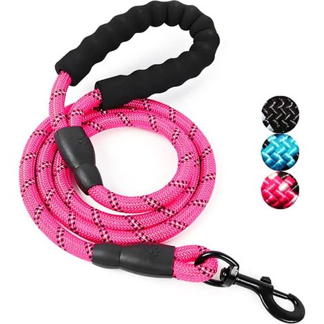 Corde Laisse pour Chien avec poignée rembourrée Souples et Fils réfléchissants en Nylon Durable Laisse de sécurité 1.5 m Escalade Corde Twist Laisse pour Chien pour Small Medium Chiens-Fei Yu (1/5)