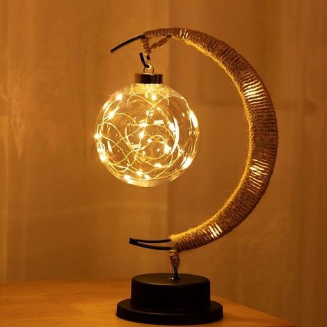 Die verzauberte Mondlampe – Hängende Mondlampe, Nachtlicht mit Ständer, Halbmondlampe (1/4)