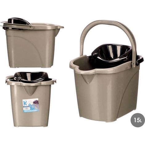 ARTE REGAL cubo fregona 15 l gris , Cubo de fregona 15 L gris con asa y escurridor, una solución práctica y resistente para facilitar la limpieza diaria del hogar o espacios de tra