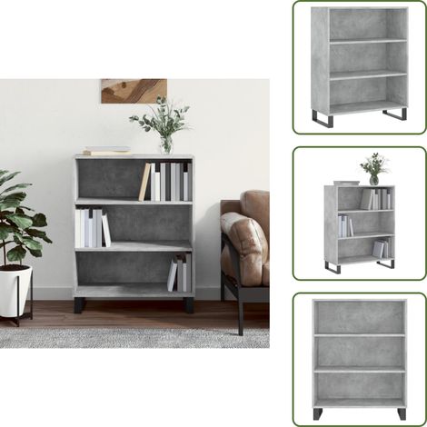 The Living Store Scaffale Grigio Cemento 69,5x32,5x90 cm in Legno Multistrato - Scaffale grigio cemento