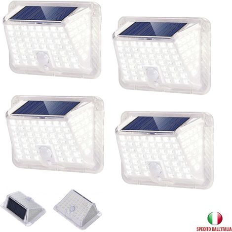 DISCORAMA 4X FARETTI DA ESTERNO LED SENSORE SOLARE CREPUSCOLARE, APPLIQUE DA ESTERNO RICARICA SOLARE LUCE FREDDA APPLIQUE IP67 (1/3)