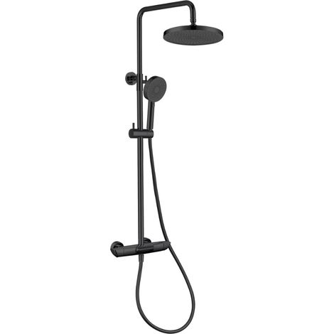 Swiss Aqua Technologies Ensemble bain/douche 3 jets avec mitigeur thermostatique de baignoire + douche de tête + douchette à main, noir mat (SATSSTVKC) (1/5)