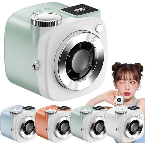 Mini ventilateur caméra portable 199 vitesses, ventilateur de bureau rechargeable-Vert (1/5)