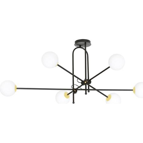 Lampadario nero oro 6xE14 sfere vetro DIARF Emibig (1/5)