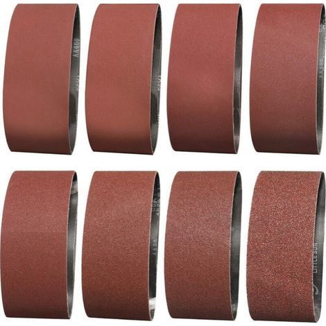 Bande abrasive promotionnelle 75 x 457 mm - Grain 1 x 40/60 et 2 x 80/120/180/240/320/400 - Bande abrasive pour ponçage, polissage et dépoussiérage, idéale pour le bois (14 pièces) (1/2)