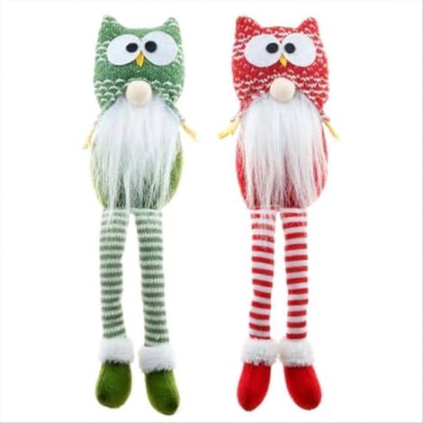 2 gestrickte Zwergeneulen, Netz-Gartendekorationen, Zwergeneulenfiguren für den Außenbereich, Set mit 2 Wollornamenten (1/5)