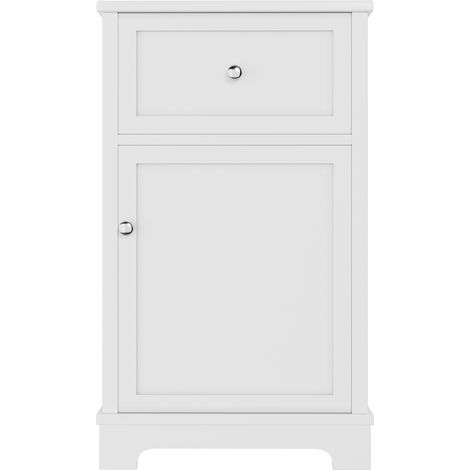 CAIziMeuble vasque MDF 514687cm, entièrement laqué, avec tiroir coulissant et étagères réglables, étagères dans la porte, pieds hauts, lavabo intégré, blanc (1/5)